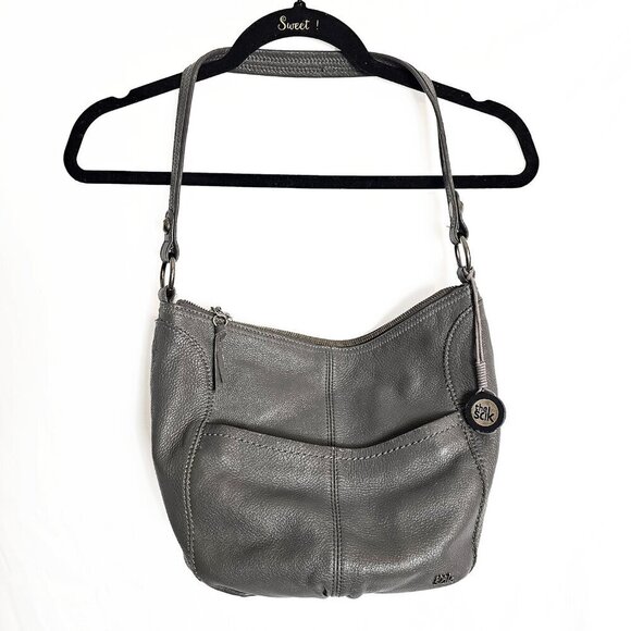 The Sak Gray Round Leather Shoulder Bag - Picture 1 of 6